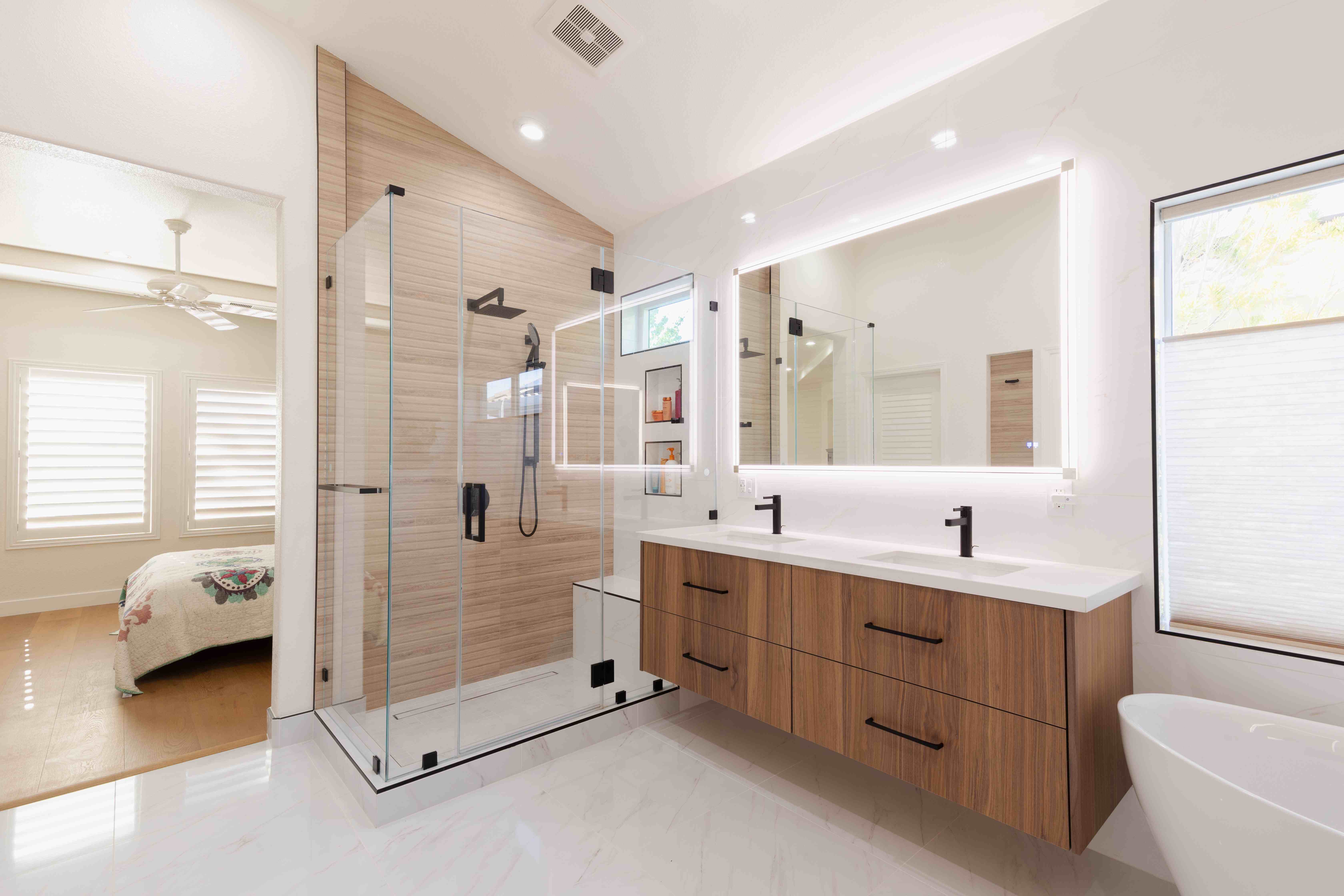 Master suite bathroom vanity in San Jose, California