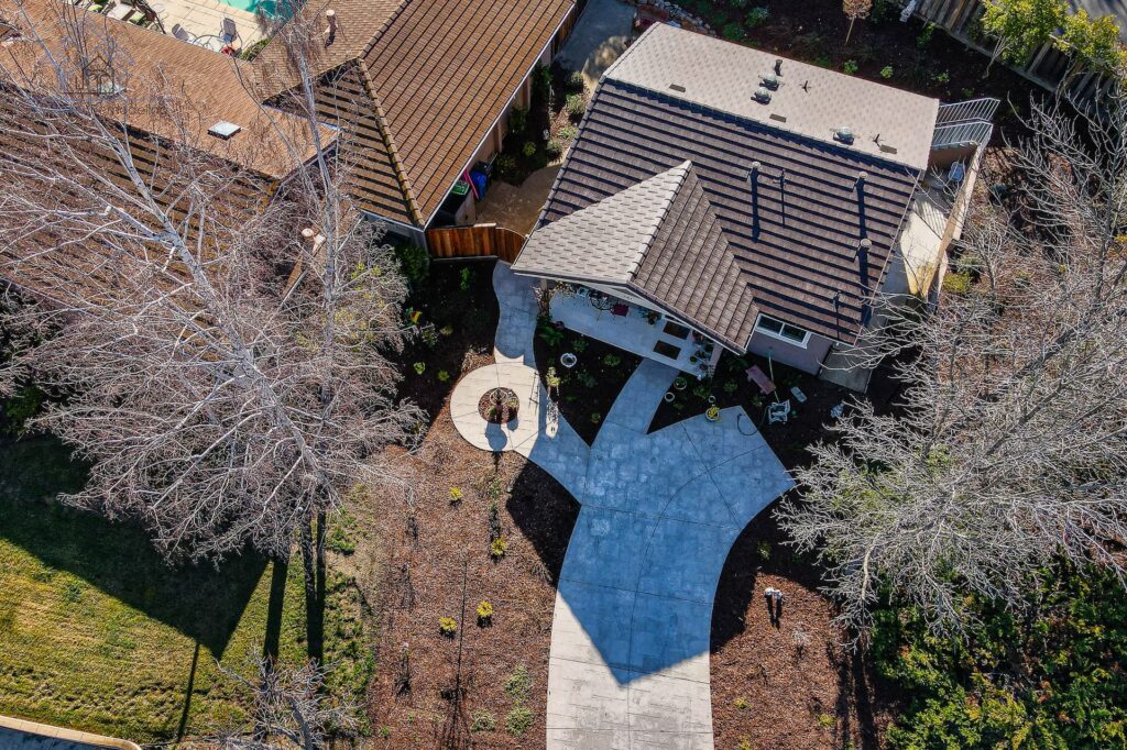 Aerial Modern Driveway Paver Design
