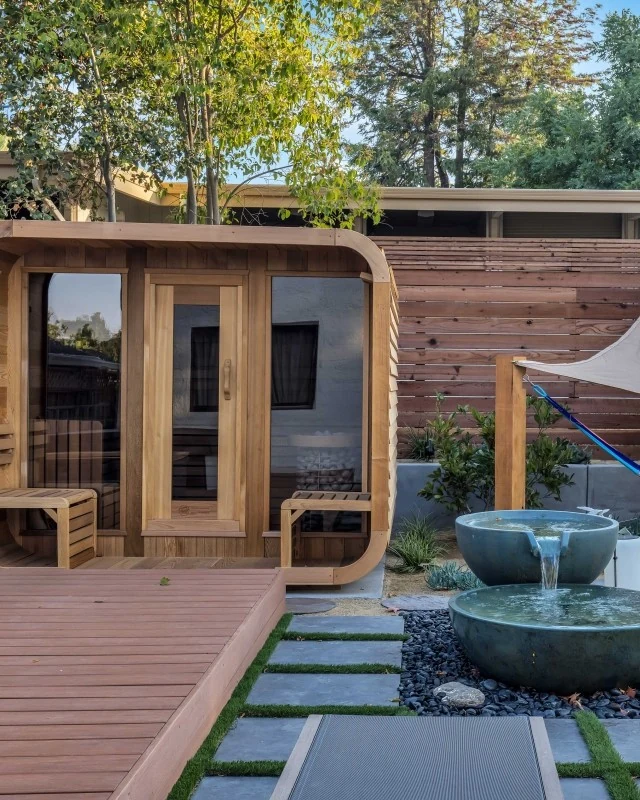 Water feature and exterior remodel in Los Gatos, California