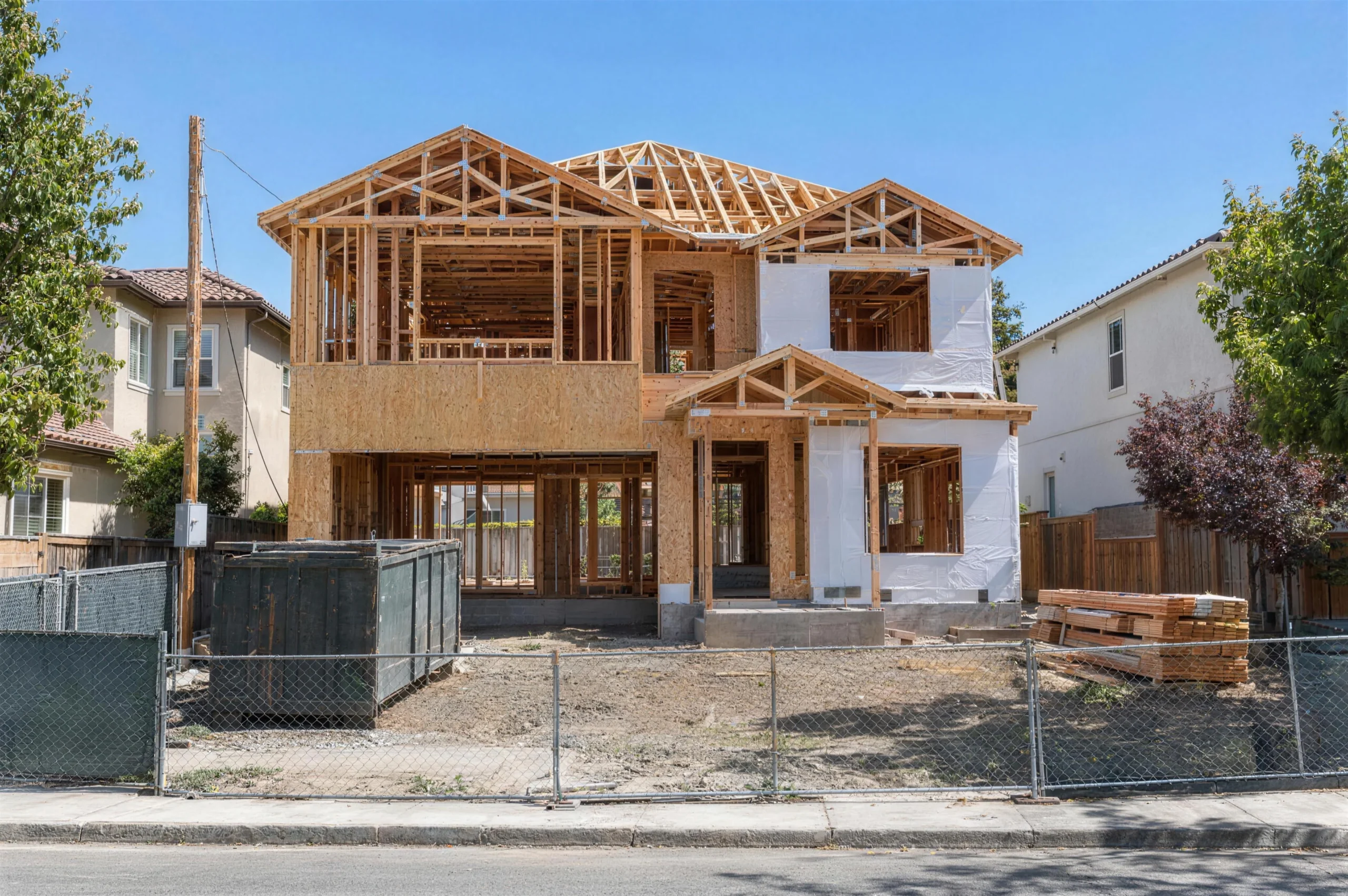 New house construction in San Jose, California
